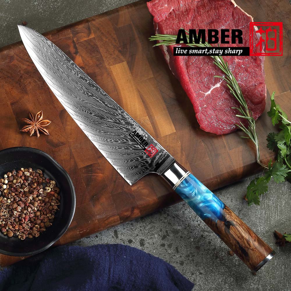 KEEMAKE Damascus Knives 8'' / 6.5 Chef Knife Japanese VG10 Core Blade –  Javi's Rockin' Kitchen